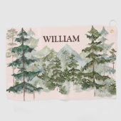 モノグラムウォーターカラーパインフォレスト&マウンテン素朴 ゴルフタオル (横)