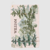 モノグラムウォーターカラーパインフォレスト&マウンテン素朴 ゴルフタオル (正面)