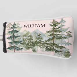 モノグラムウォーターカラーパインフォレスト&マウンテン素朴 ゴルフヘッドカバー