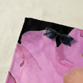 モノグラムウォーターカラーパステルカメリアスオンブラック ビーチタオル (インサイチュ)