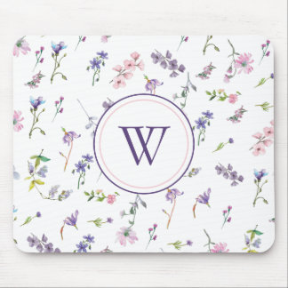 モノグラムウォーターカラーパステルフローラ マウスパッド