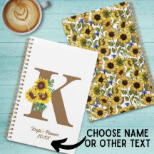 モノグラムウォーターカラーヒマワリカスタムーPersonal