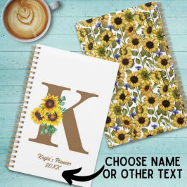 モノグラムウォーターカラーヒマワリカスタムーPersonal プランナー手帳