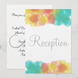 モノグラムウォーターカラーピンクイエローブルー披露宴 招待状