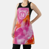 モノグラムウォーターカラーピンクオレンジ抽象芸術 エプロン (インサイチュ)