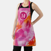モノグラムウォーターカラーピンクオレンジ抽象芸術 エプロン (インサイチュ)