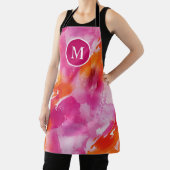 モノグラムウォーターカラーピンクオレンジ抽象芸術 エプロン (インサイチュ)