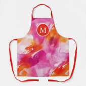 モノグラムウォーターカラーピンクオレンジ抽象芸術 エプロン (正面)