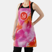 モノグラムウォーターカラーピンクオレンジ抽象芸術 エプロン (インサイチュ)