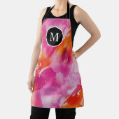 モノグラムウォーターカラーピンクオレンジ抽象芸術 エプロン (インサイチュ)