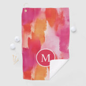 モノグラムウォーターカラーピンクオレンジ抽象芸術 ゴルフタオル (インサイチュ)