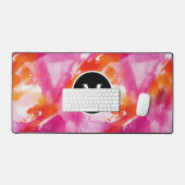 モノグラムウォーターカラーピンクオレンジ抽象芸術 デスクマット (キーボード&マウス)