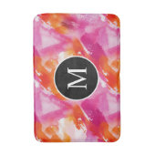 モノグラムウォーターカラーピンクオレンジ抽象芸術 バスマット (正面縦)