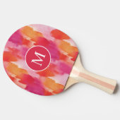 モノグラムウォーターカラーピンクオレンジ抽象芸術 卓球ラケット (横)