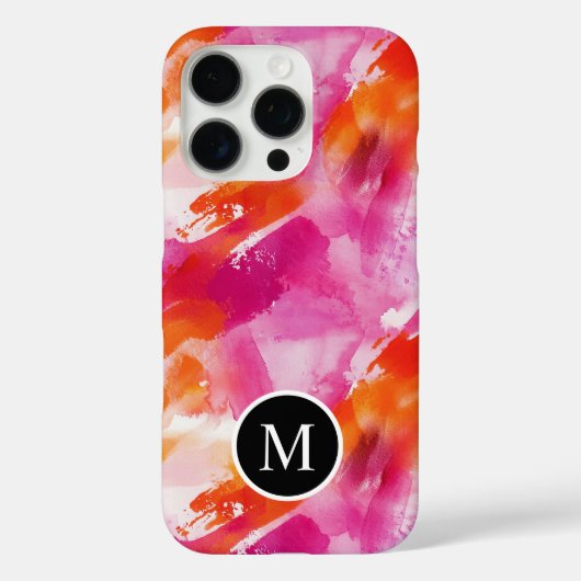 モノグラムウォーターカラーピンクオレンジ抽象芸術 Case-Mate iPhoneケース (裏面)
