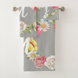 モノグラムウォーターカラーフローラリース バスタオルセット