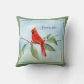 モノグラムウォーターカラーブルーグリーンレッド(鳥)ショウジョウコウカンチョウバード クッション (裏面)