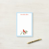 モノグラムウォーターカラーブルーグリーンレッド(鳥)ショウジョウコウカンチョウバード ポストイット (デスク上)