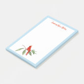 モノグラムウォーターカラーブルーグリーンレッド(鳥)ショウジョウコウカンチョウバード ポストイット (アングル)