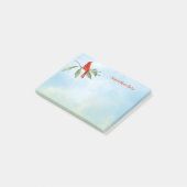 モノグラムウォーターカラーブルーグリーンレッド(鳥)ショウジョウコウカンチョウバード ポストイット (アングル)