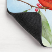 モノグラムウォーターカラーブルーグリーンレッド(鳥)ショウジョウコウカンチョウバード マウスパッド (コーナー)