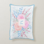 モノグラムウォーターカラーブーケピンクロゼブルー葉ズ アクセントクッション (裏面(縦))