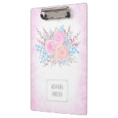 モノグラムウォーターカラーブーケピンクロゼブルー葉ズ クリップボード (左)