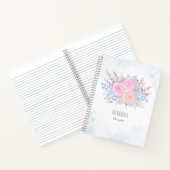 モノグラムウォーターカラーブーケピンクロゼブルー葉ズ ノートブック (内部)