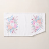 モノグラムウォーターカラーブーケピンクロゼブルー葉ズ バスタオルセット (ハンドタオル)