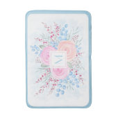 モノグラムウォーターカラーブーケピンクロゼブルー葉ズ バスマット (正面縦)