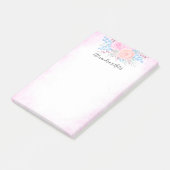 モノグラムウォーターカラーブーケピンクロゼブルー葉ズ ポストイット (アングル)