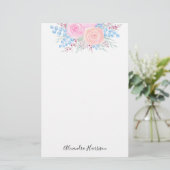 モノグラムウォーターカラーブーケピンクロゼブルー葉ズ 便箋 (スタンド正面)