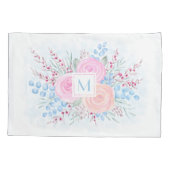 モノグラムウォーターカラーブーケピンクロゼブルー葉ズ 枕カバー (裏面)