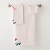 モノグラムウォーターカラーボホピンクブルゴーニュバラフローラ バスタオルセット (インサイチュ)