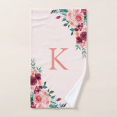 モノグラムウォーターカラーボホピンクブルゴーニュバラフローラ バスタオルセット (ハンドタオル)