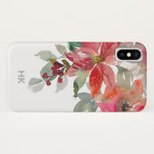 モノグラムウォーターカラーレッドポインセチア花シック Case-Mate iPhoneケース (裏面(横))