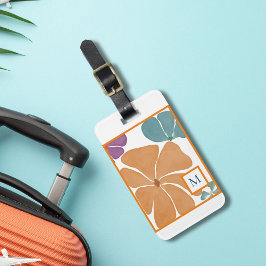 モノグラムウォーターカラーレトロデイジーラゲージタグ ラゲッジタグ