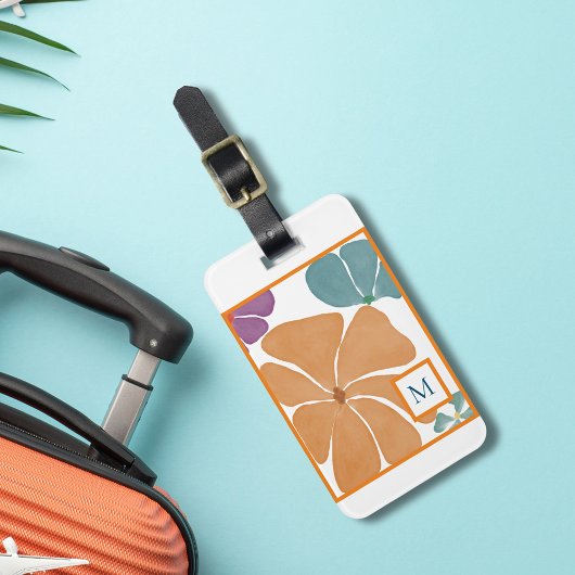 モノグラムウォーターカラーレトロデイジーラゲージタグ ラゲッジタグ