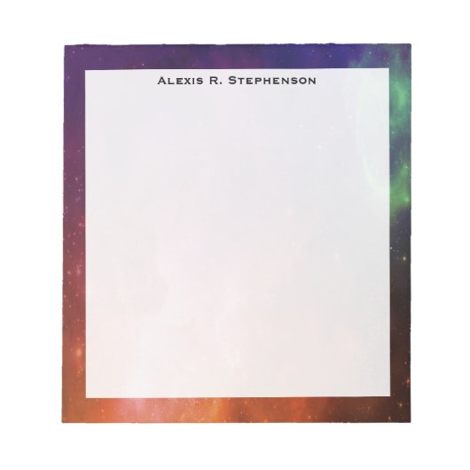 モノグラムウォーターカラー宇宙ユニバースブルースター ノートパッド (正面)