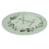 モノグラムウォーターカラー植物性リースファミリー名 カッティングボード (角)