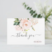 モノグラムウォーターカラー赤面ピンクローズアジサイ サンキューカード (スタンド正面)