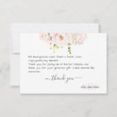 モノグラムウォーターカラー赤面ピンクローズアジサイ サンキューカード (裏面)