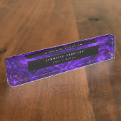 モノグラムウォーターカラー銀河系ゲードダークパープルアゲート デスクネームプレート (側面)