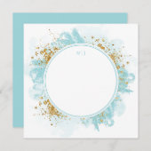 モノグラムウォーター結婚カラーグリッターサンキュー サンキューカード (正面/裏面)