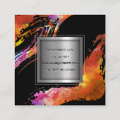 モノグラムウォーター色ブラシ付き |メタリックバナー スクエア名刺 (裏面)