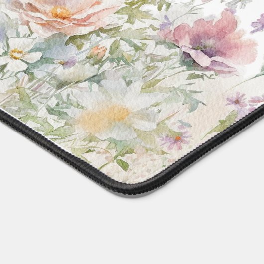 モノグラムウォーター色ワイルドフラワーズフローラ草原 デスクマット (コーナー)