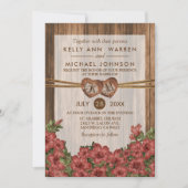 モノグラムウッドハートと埃っぽいバラユリ 招待状 (正面)