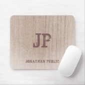 モノグラムウッドルックトレンディーエレガントテンプレート マウスパッド (マウス)