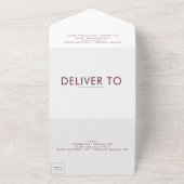 モノグラムウルトラモダンブルゴーニュ結婚マルーン オールインワン招待状 (外側)