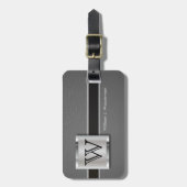 モノグラムエグゼクティブグレーレザースタイル ラゲッジタグ (正面縦)